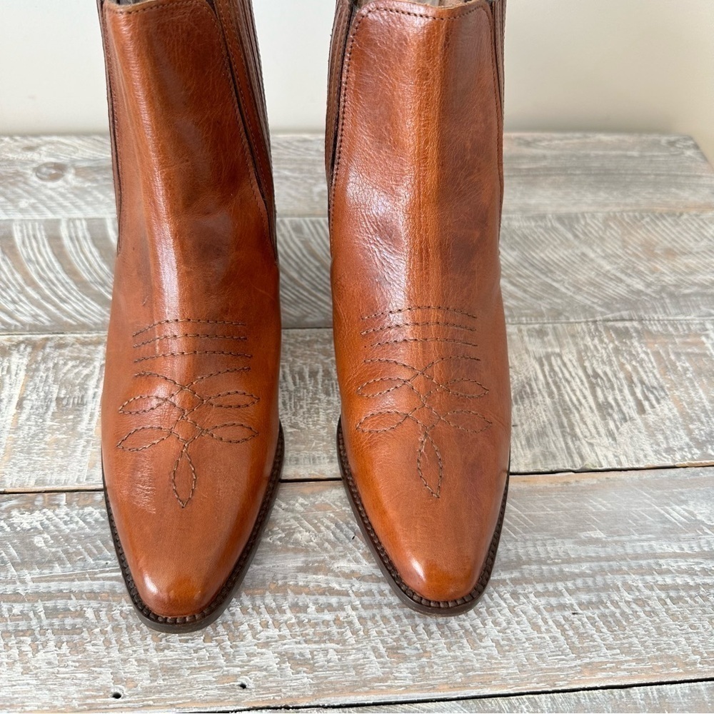 Enrico Mele Italy-Western Leather Pull On Short Boots (Size:36) - Picture 3 of 7